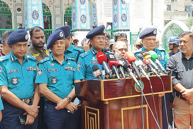 Dhaka Metropolitan Police (DMP) commissioner Habibur Rahman is speaking at a press conference organised to disclose the security measures taken on the eve of celebrating Tazia Procession and holy Ashura at Hussaini Dalan in the capital.